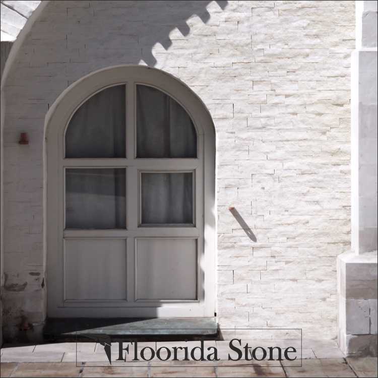 Ice White Ledgerstone applied to the wall